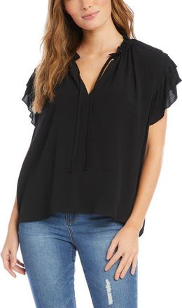 Karen Kane Flutter Sleeve Top in Black at Nordstrom, Size X-Large