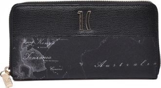 Alviero Martini 1A Classe Black Leather Map-Print Wallet