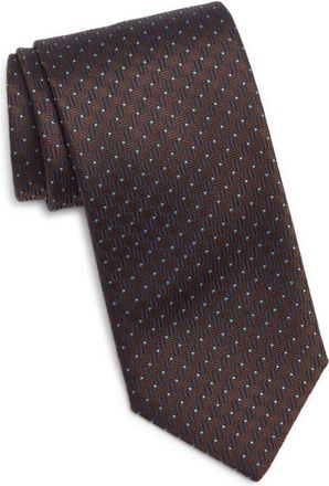 Canali Geometric Silk Tie in Dark Brown at Nordstrom
