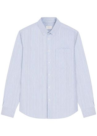 Percival Striped Cotton Oxford Shirt - Light Blue - XL
