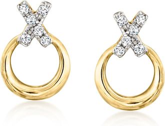 Ross-Simons Diamond Xo Earrings in 14kt Yellow Gold