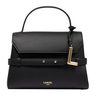 Lancel Zwarte leren handtas met kettingriem - Dames - Handtassen - Zwart - ONE Size - Leer - Tassen