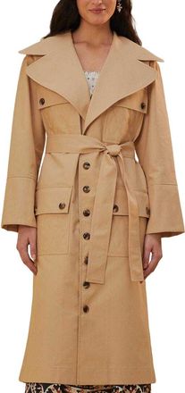 Farm Rio Pockets Over Nude Trench Coat
