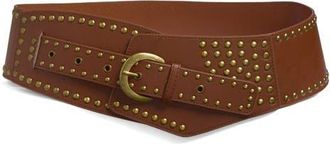 BP. Angular Studded Faux Leather Belt in Brown at Nordstrom, Size Medium