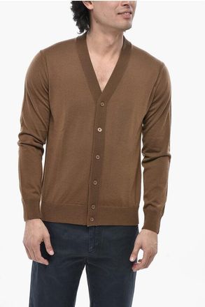 Paolo Pecora Virgin Wool Cardigan With Mother-of-Pearl Buttons size 3xl