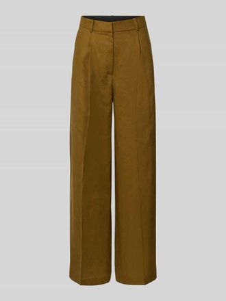 Mango Straight Fit Leinenhose mit B&uuml;gelfalten Modell Tempoli in Oliv, Gr&ouml;&szlig;e 34