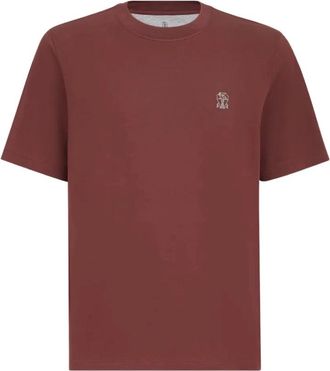Brunello Cucinelli T-shirt a girocollo in jersey di cotone - - Tops - Uomo - Rosso - S