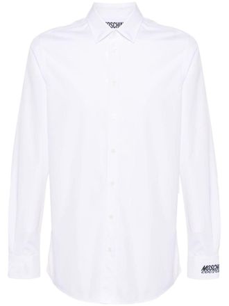 Moschino logo-embroidered cotton shirt - White