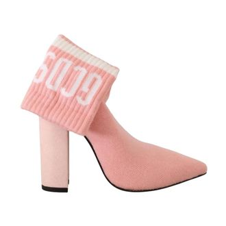 GCDS Gcds - Suede Logo Sokken Blokhak Enkellaarsjes - Dames - Schoenen - Roze - Maat: 35 EU Su&egrave;de