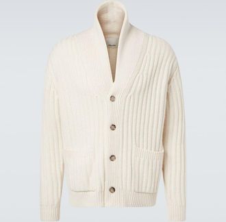 Allude Ribbed-knit wool and cashmere cardigan