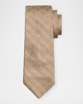 Brunello Cucinelli Mens Silk and Cotton Micro-Jacquard Tie