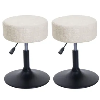 Hhg Hhg - Nunca Usado] Lote De 2 Taburetes 883, Taburete Giratorio Regulable En Altura &Oslash; 37cm Tejido Chenilla (465g/m&sup2;) Mvg, Blanco Crema