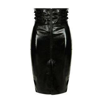 Elisabetta Franchi Midi Pencilrok - Dames - Rokken - Zwart - Maat: S Leer