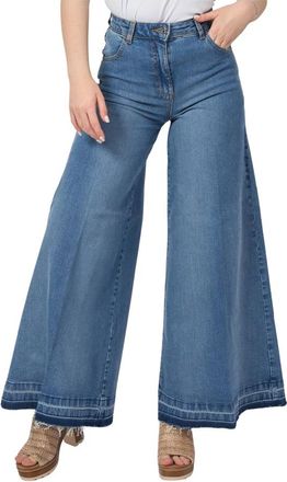 Silvian Heach Vintage Blauwe Wijde Spijkerbroek - Dames - Jeans - Blauw - Maat: W25 Katoen