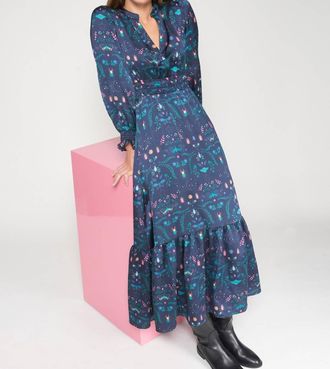 Vilagallo Cleo Midi Dress In Navy