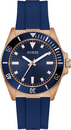 Guess Cliff Silicone Strap Watch, 41mm in Blue at Nordstrom