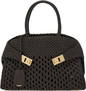 Ferragamo woven hug tote bag - women - Nappa Leather - OS - Brown