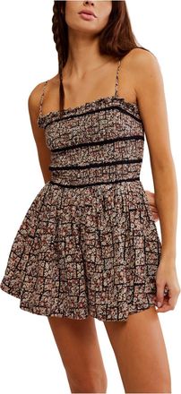 Free People Bali Checked Out Printed Romper In Black Combo