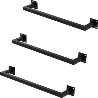 ML Design Ml-design - Set 3x Percheros De Pared 60x12 Cm De Acero Inoxidable Negro Para Vestidor Armario Ba&ntilde;o O Cocina, Barra De Almacenamiento Hasta 50kg Para 