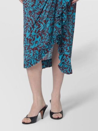 Dries Van Noten midi skirt asymmetric hem floral ruffle