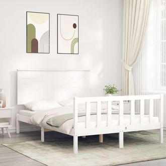 Berkfield Home Bed Frame with Headboard White 120x200 cm Solid Wood