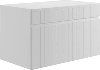 Vente-Unique Mueble bajo lavabo suspendido rayado blanco con encimera - 80 cm - SATARA