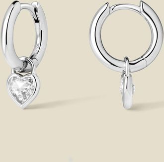 Made by Mary CZ Heart Huggie Hoop Earring