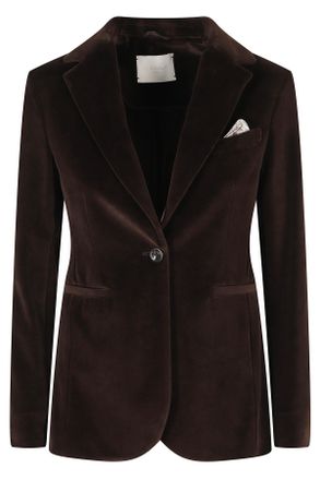 Circolo 1901 Brown Slim Single-Breasted Velvet Welt Pocket Jacket