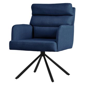 ML Design Silla giratoria, azul, de poli&eacute;ster, con respaldo y reposabrazos