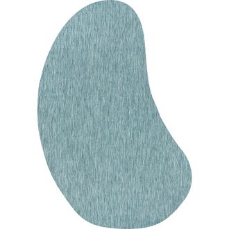 Jonathan Y Designs Evan Modern Rustic Organic Curve Indoor/Outdoor Shaped Area Rug in Turquoise at Nordstrom, Size 8Ft 0In X 10Ft 0In