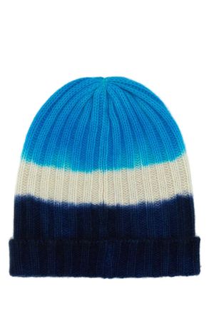 The Elder Statesman Mens Multicolor Cashmere Beanie Hat Ivory Exterior: Cappelli