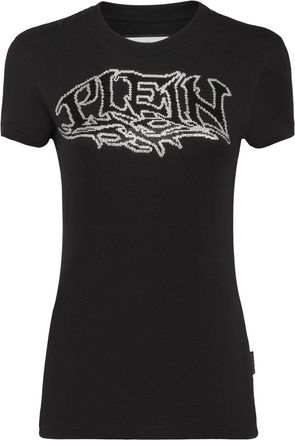 Philipp Plein logo-embellished cotton T-shirt - women - Cotton - S - Black
