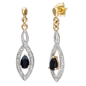 Diamant L'éternel Womens 9ct Yellow Gold Ladies Diamond and Sapphire Earrings - One Size
