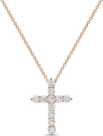 Diana M. Jewels 14kt Rose Gold 0.50 cts Lab Grown Round Diamond Cross Pendant