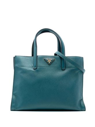 Prada 2000-2025 Saffiano Soft Triple Pocket Tote satchel - Blue