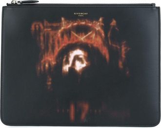 Givenchy Jesus Christ print clutch - men - Calf Leather - OS - Black