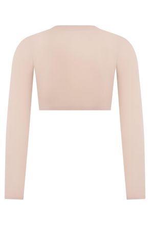 Alaia Womens Cropped Long-Sleeve Top Beige Polyester Tops