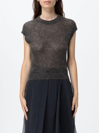 Brunello Cucinelli Top smanicato in lana a girocollo con spalle cadute