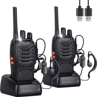 OEM Radio Bidireccional Pmr De 16 Canales, 2 Unidades Recargables, Alcance De Hasta 3 Km: Ideal Para Acampar, Hacer Senderismo Y Para La Supervivencia Al 