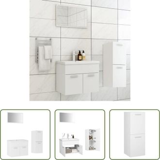vidaXL Armadietto da bagno - Set Mobili da Bagno Bianco in Legno Multistrato