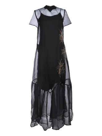Staud Calluna embellished-detail ruffled maxi dress - Black