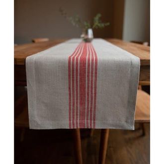 Solino Home Linen Table Runner for Dining Table, Holiday and Everyday Table Decor - Farmhouse in Red And Natural at Nordstrom, Size Xx-Small
