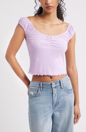 BP. Pointelle Cap Sleeve Top in Purple Feminine at Nordstrom Rack, Size X-Large