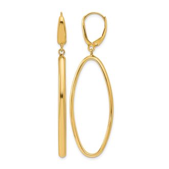 Diamond2Deal 14K Yellow Gold Oval Shape Drop Dangle Earrings