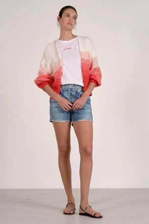Elan Loose Knit Cardigan Sweater In Red