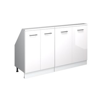 Vicco Armario De Cocina Para Techo Inclinado R-line, Blanco Alto Brillo/blanco, 140 Cm Lote De 2, Vicco