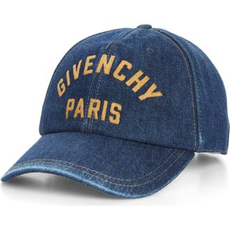 Givenchy Logo Embroidered Denim Adjustable Baseball Cap in Indigo Blue at Nordstrom