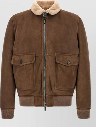 Moorer suede shearling bomber jacket