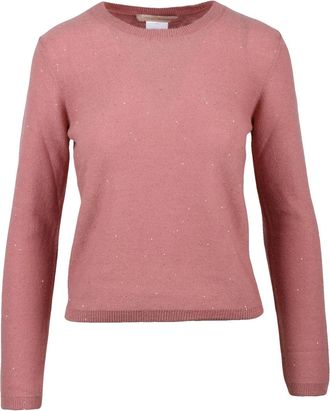 Pennyblack Pink Rhinestone Shimmer Wool-Blend Crewneck Sweater