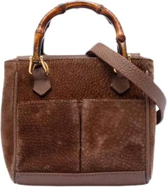 Gucci Pre-owned Mini Bags, female, Brown, Size: ONE SIZE Pre-owned Vintage Bamboo Satchel
